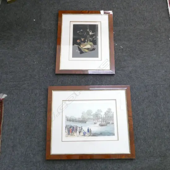 2 PRINTS; G. A. AUDSLEY 335x245mm & ACTION BETWEEN BRITISH & AMERICAN FIGATES ON THE SERPENTINE, HYDE PARK, LONDON 1814