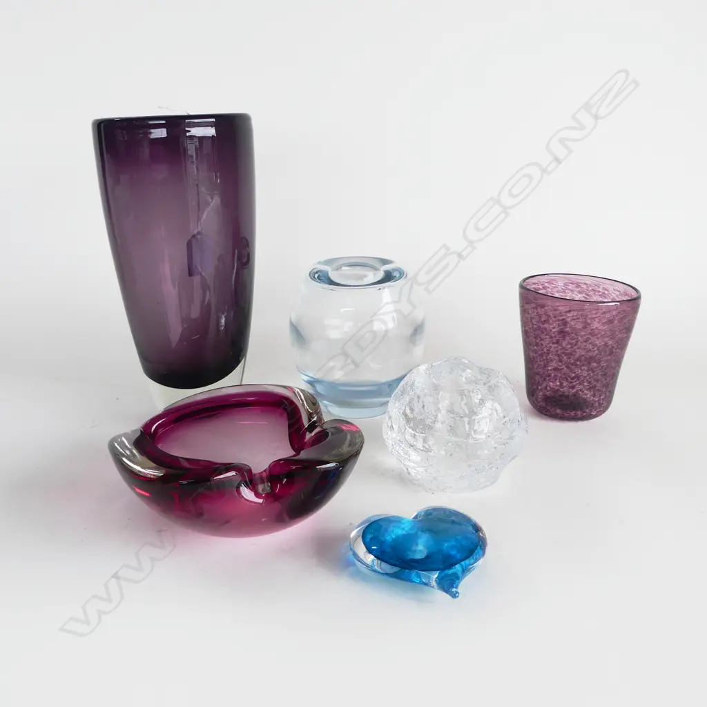 6 PCES ART GLASS INCL. 3 VASES H.225mm... Image 1++