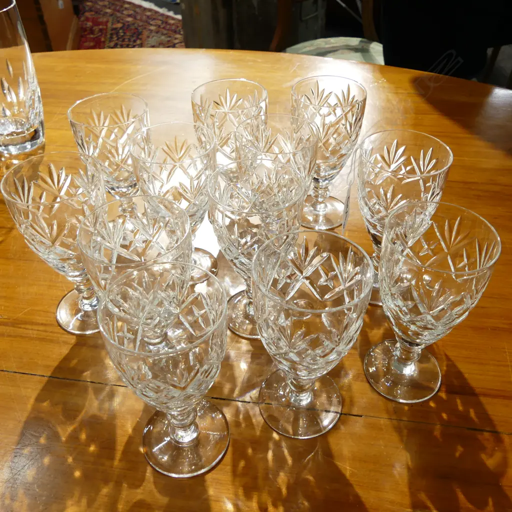 12 WEBB CORBETT CUT CRYSTAL ‘GEORGIAN’ DRINKING GLASSES, H.110MM Image 1++