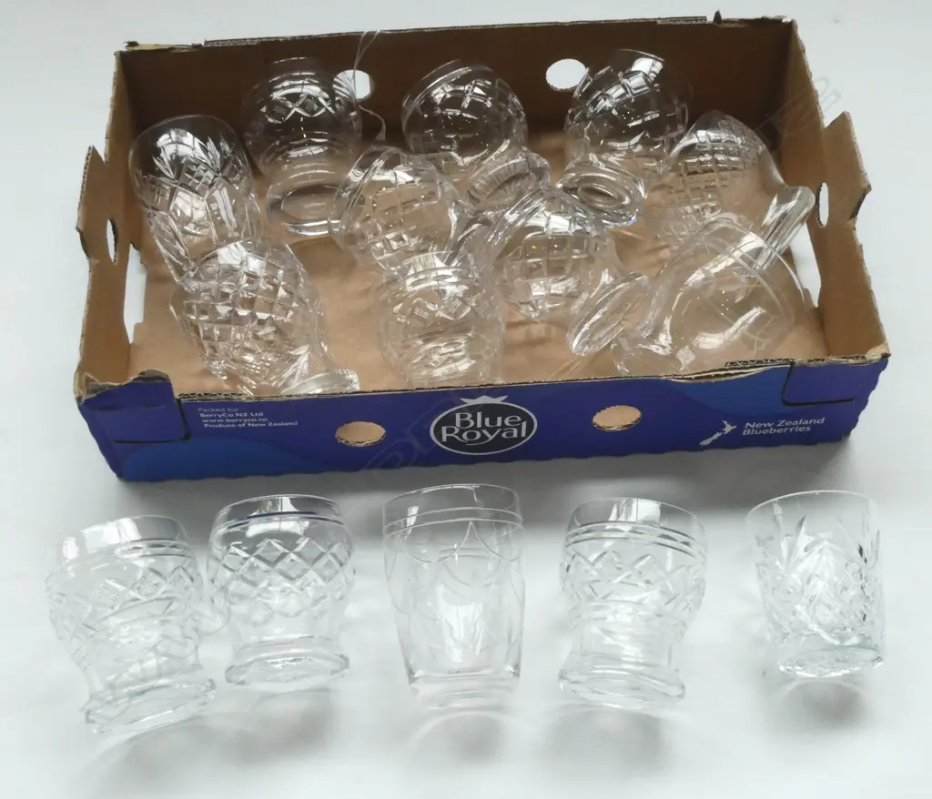 15 ASST. VINTAGE CUT CRYSTAL TUMBLERS - EDINBURGH, STUART ETC, H.75MM-90MM Image 1++
