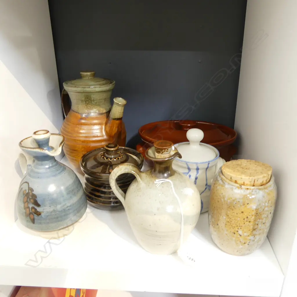 ASST NZ STUDIO POTTERY PCES; CARL VANDELBOSCH STORAGE JAR H.90mm, MOSTLY MARKED, H.180mm Image 1++
