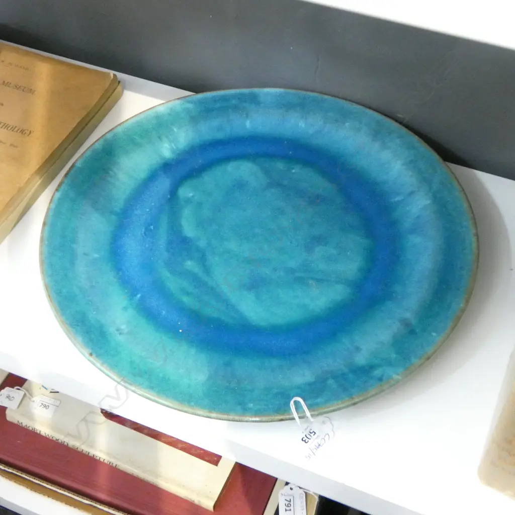 BLUE GLAZED PLATE 370mm dia Image 1++