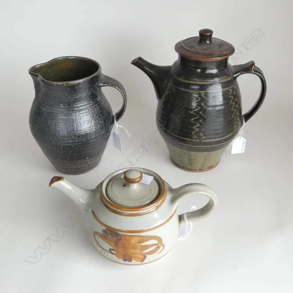 3 PCES NZ POTTERY; ALL MARKED & LABELLED, H.240mm Image 1++