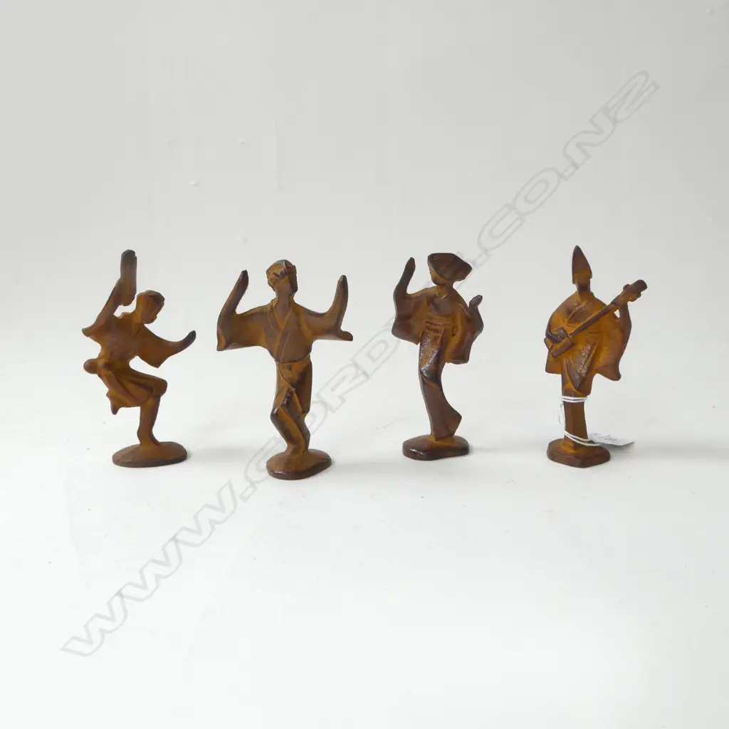 4 CAST IRON ABSTRACT JAPANESE FIGURES H.115mm Image 1++