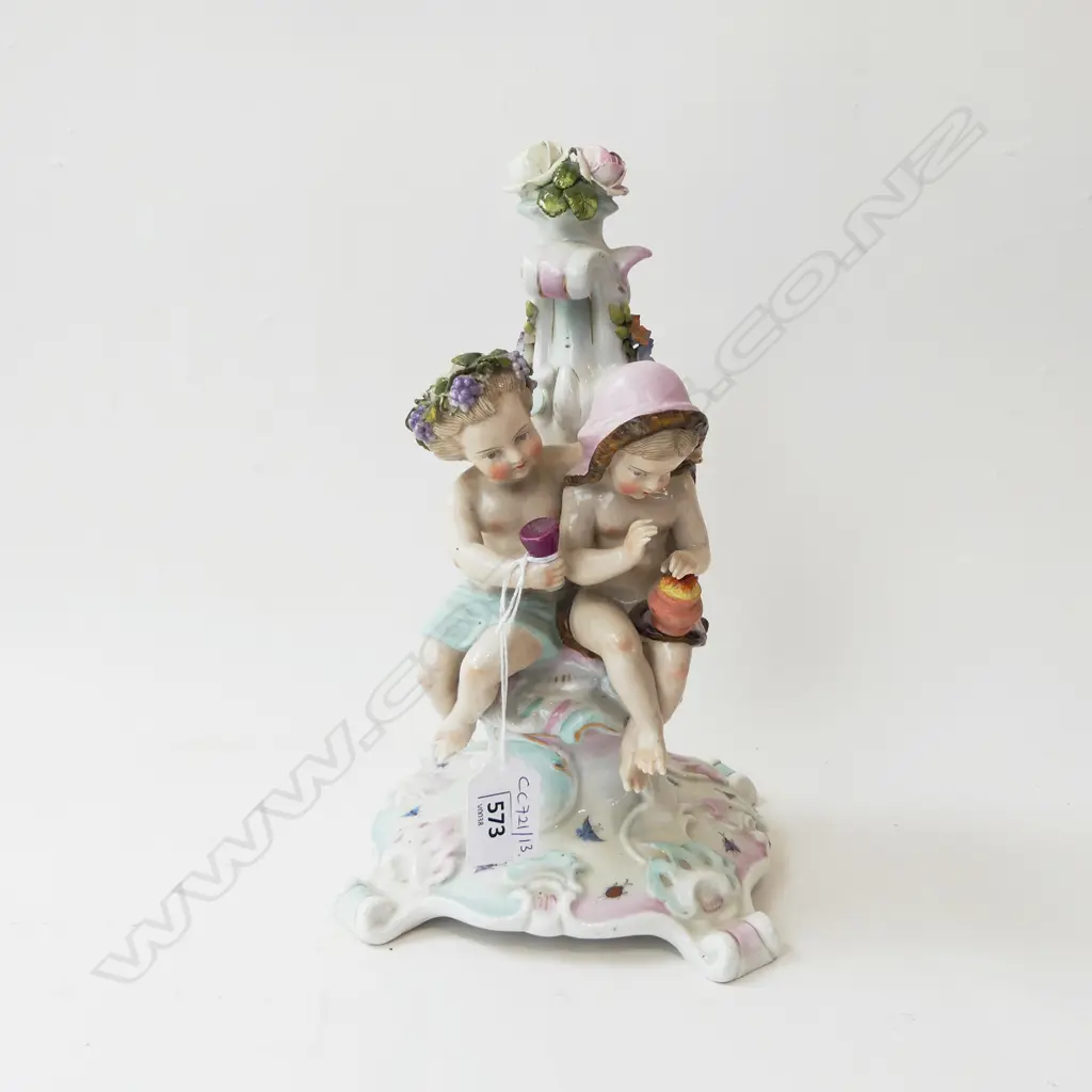 DRESDEN STYLE FIGURINE; 2 CHERUBS H.250mm Image 1++