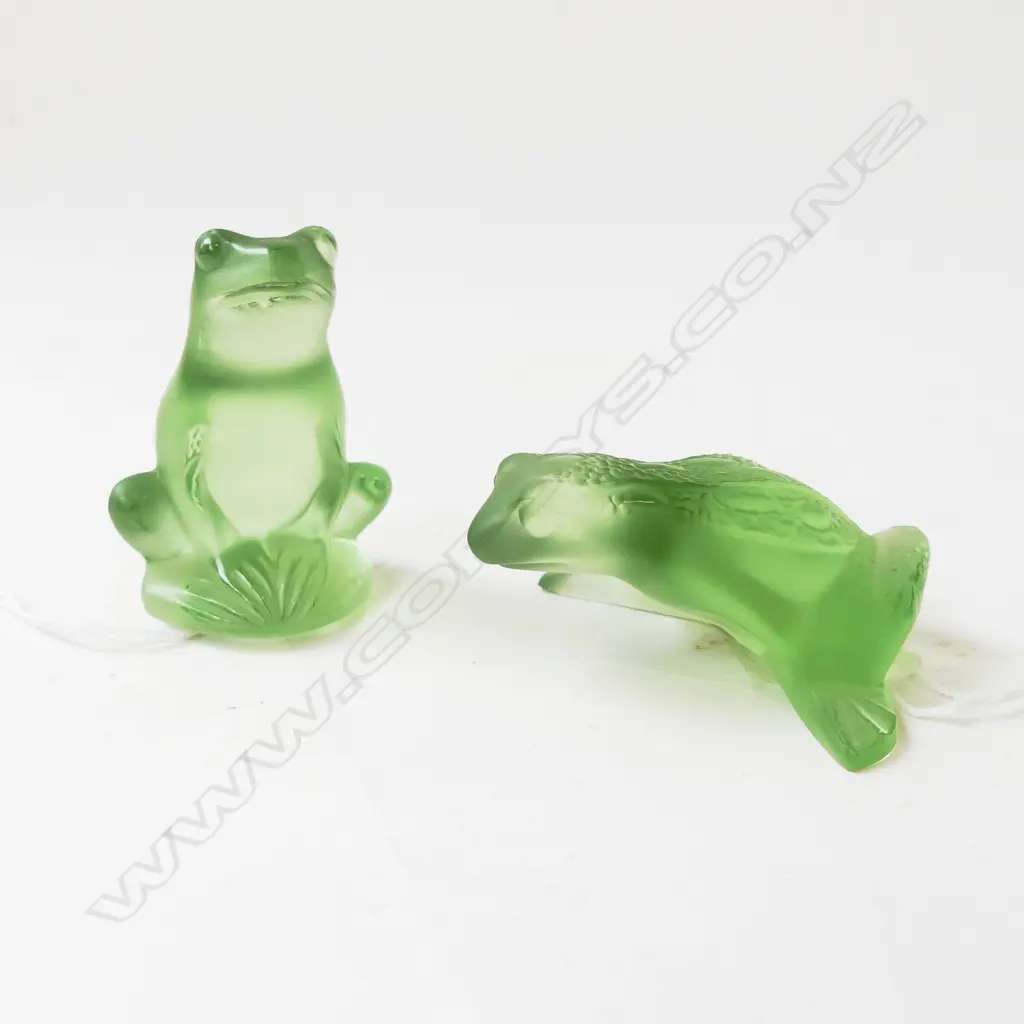 2 SML LALIQUE FROG ORNAMENTS H.55mm Image 1++