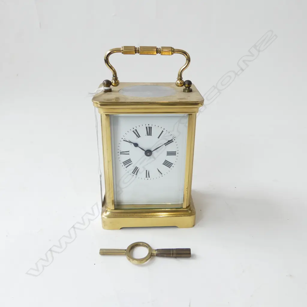 ANTIQUE CARRIAGE CLOCK H.120mm w. key Image 1++