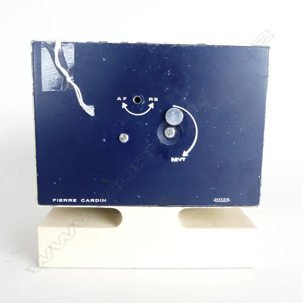 1960's PIERRE CARDIN JAEGER TABLE CLOCK, 'LIC ATO' LOWER LEFT, 'MADE IN FRANCE' LOWER RIGHT, NOT RUNNING, 130x130x90mm Image 1++