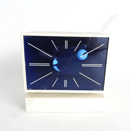 1960's PIERRE CARDIN JAEGER TABLE CLOCK, 'LIC ATO' LOWER LEFT, 'MADE IN FRANCE' LOWER RIGHT, NOT RUNNING, 130x130x90mm