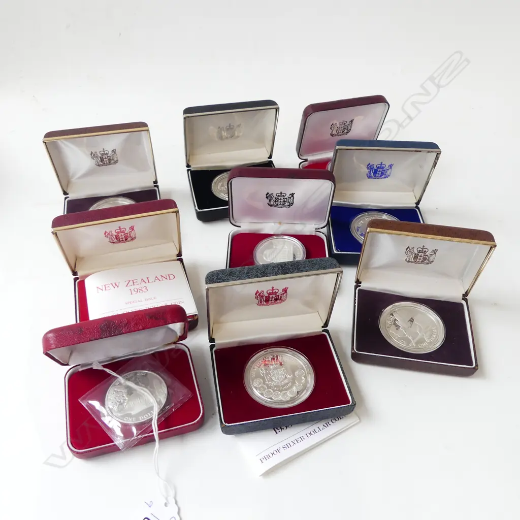 9 NZ SILVER PROOF COINS Image 1++
