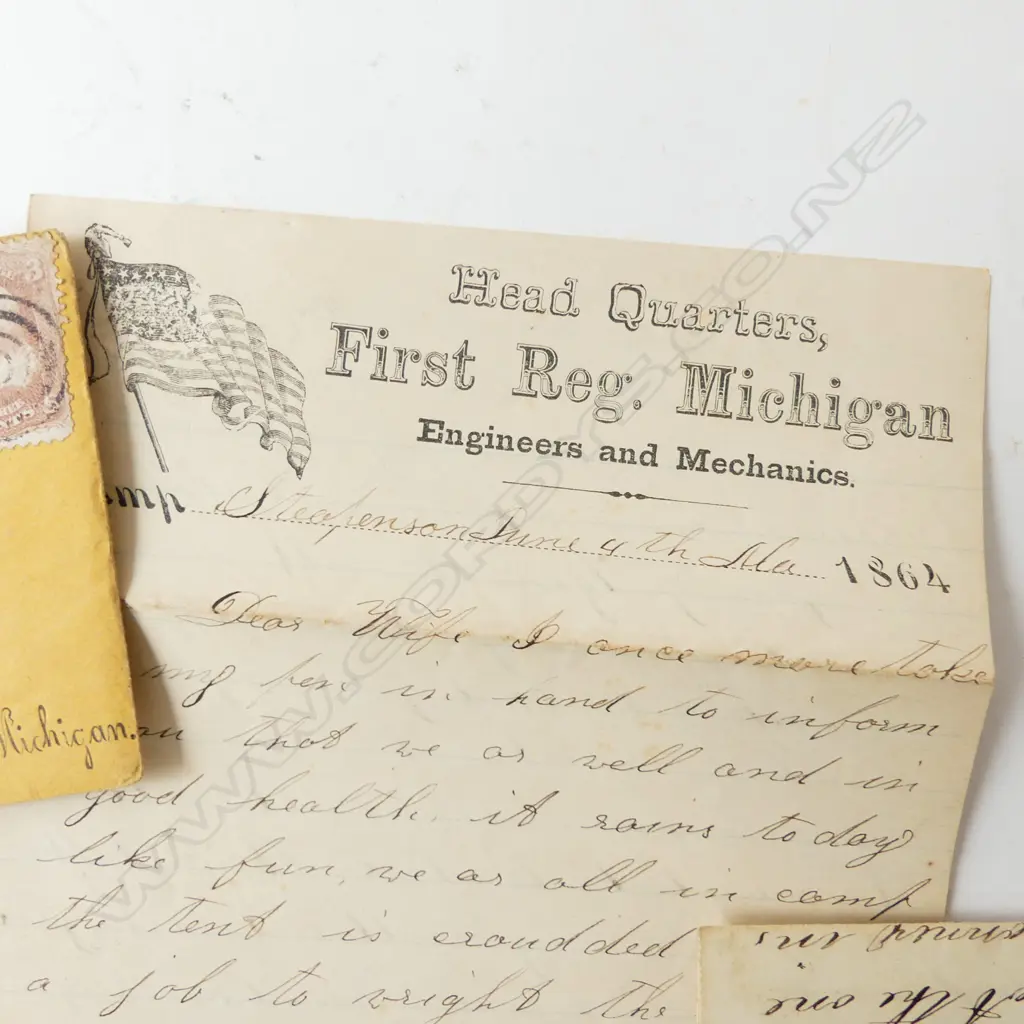 2 AMERICAN CIVIL WAR LETTERS TO MRS HANNAH E. HOLMES, JACKSON, MICHIGAN Image 1++