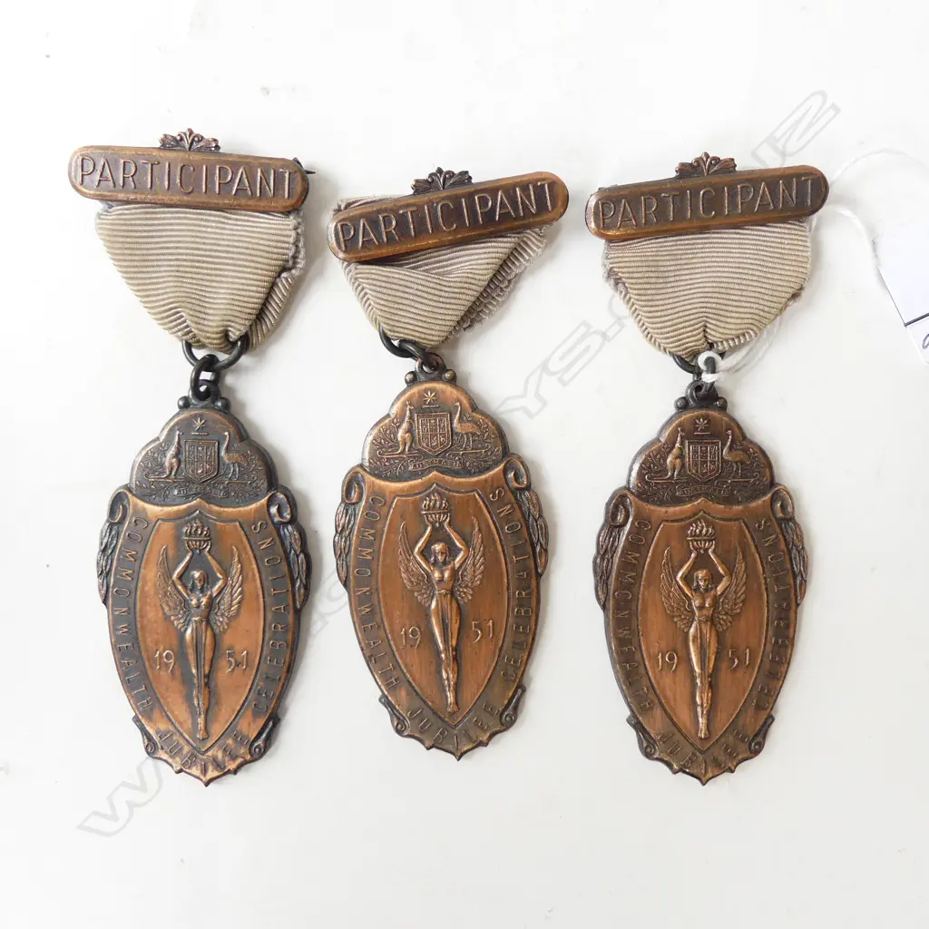 3 AUSTRALIAN COMMONWEALTH JUBILEE PARTICIPANT MEDALS 1951 (CD7472) Image 1++