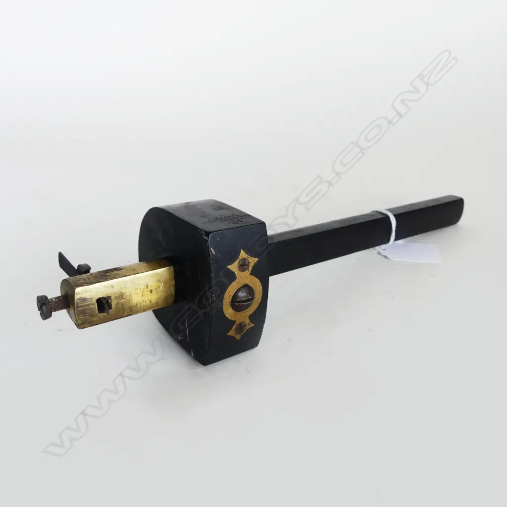 ANTIQUE EBONY & BRASS GAUGE WM MARPLES & CO SHEFFIELD, L.270MM Image 1++