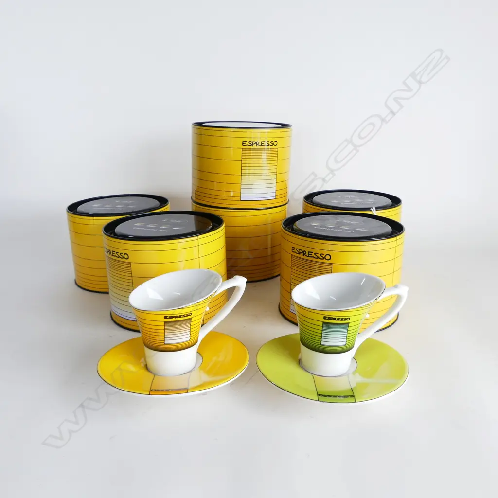 6 TIN SETS OF ST. CLAIR CUPS & SAUCERS Image 1++
