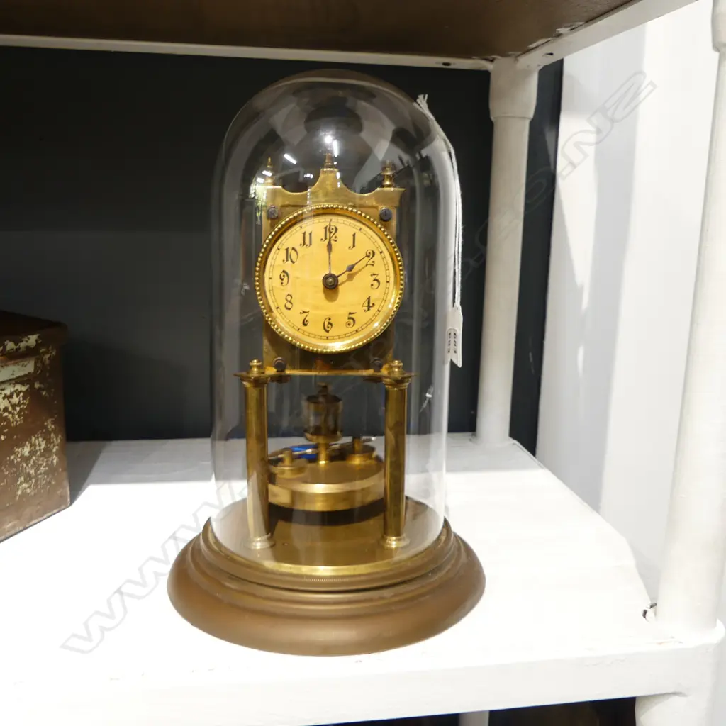 EARLY 1900s DOME CASED BRASS 400 DAY CLOCK H.300mm Image 1++