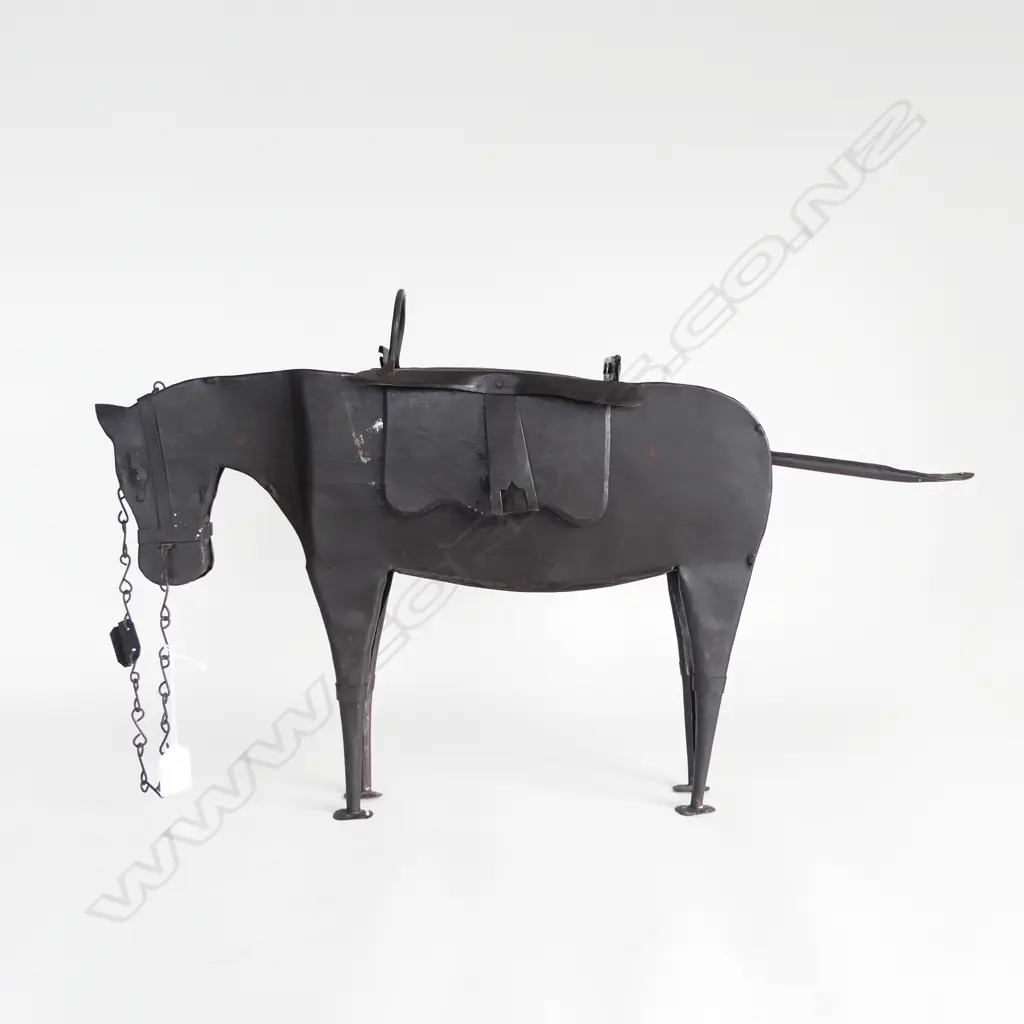 LG METAL HORSE ORNAMENT w. HINGED SADDLE FORM LID L.640mm Image 1++
