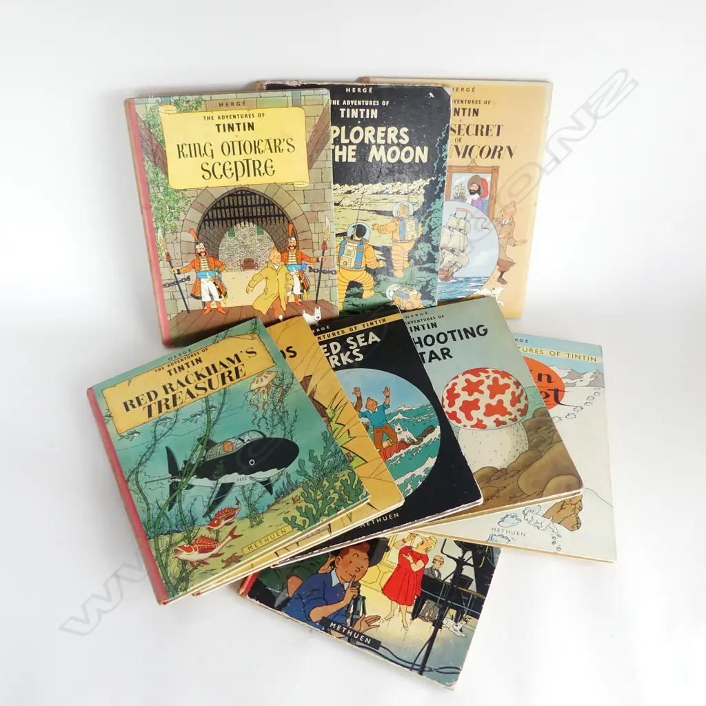 9x 1st ED. TINTIN BY HERGE PUB. METHUEN see full list below.... Image 1++