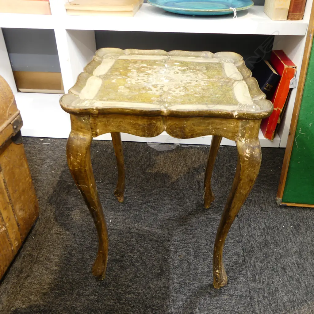 SMALL DISTRESSED GILDED SIDE TABLE 315x315x435mm Image 1++