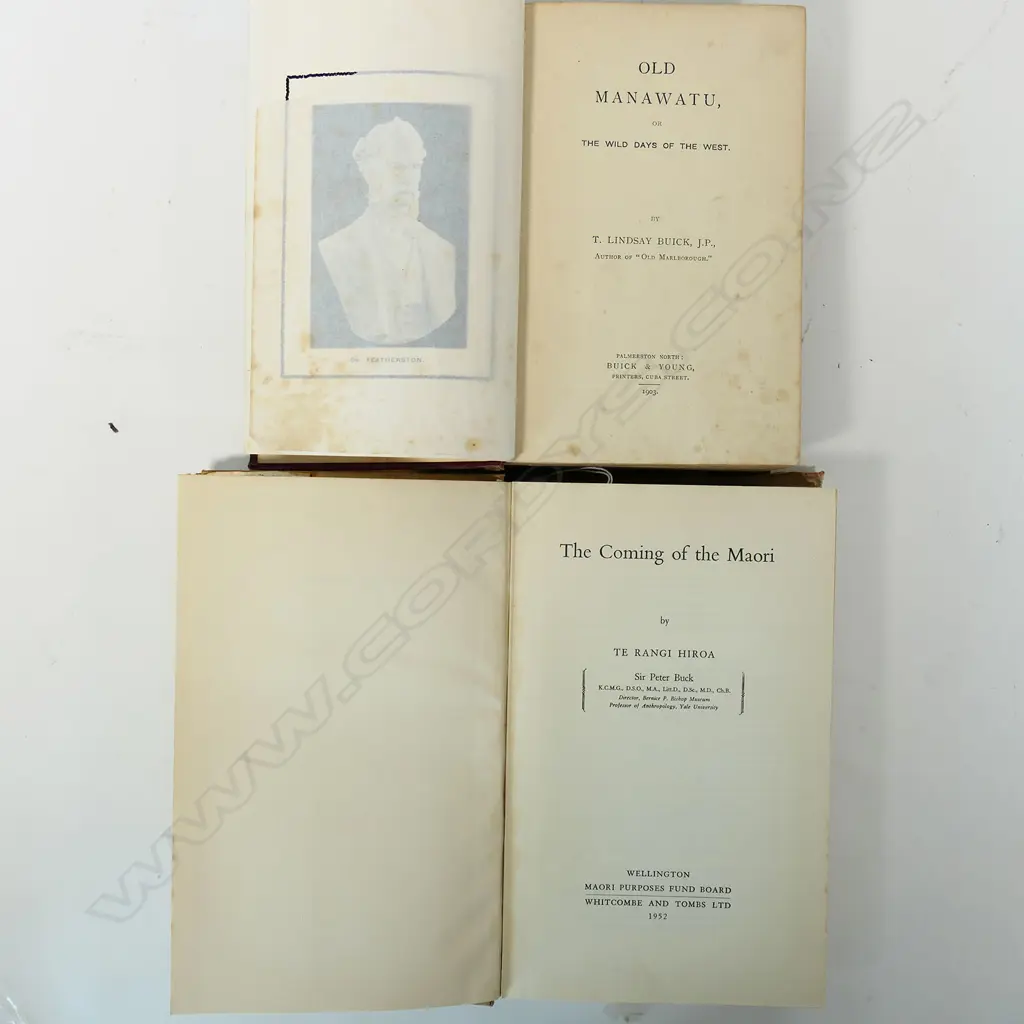 2 GOOD NZ HISTORICAL BOOKS: 'THE COMING OF THE MAORI' 1952 & 'OLD MANAWATU OR THE WILD DAYS OF THE WEST' 1903 Image 1++