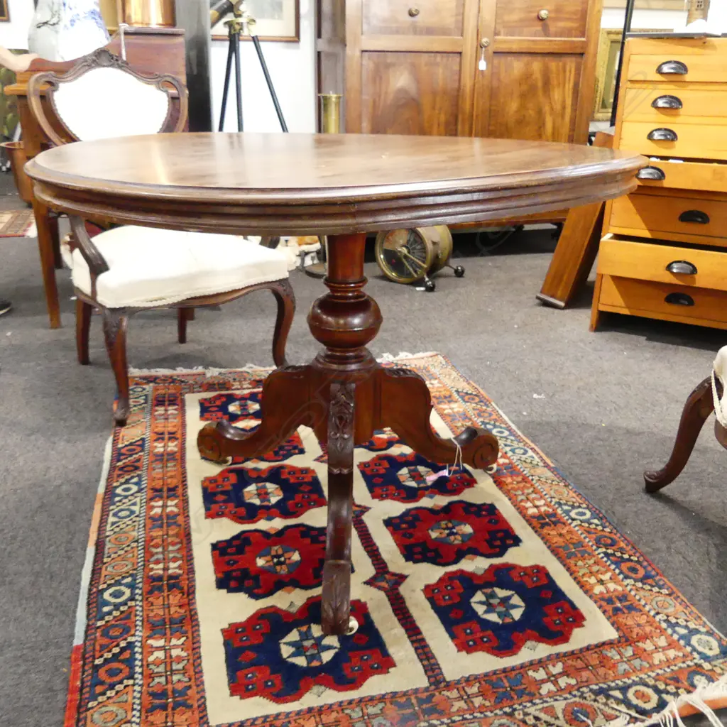 VICTORIAN SUPPER TABLE; Top marked, Dia.1020mm H.780mm Image 1++