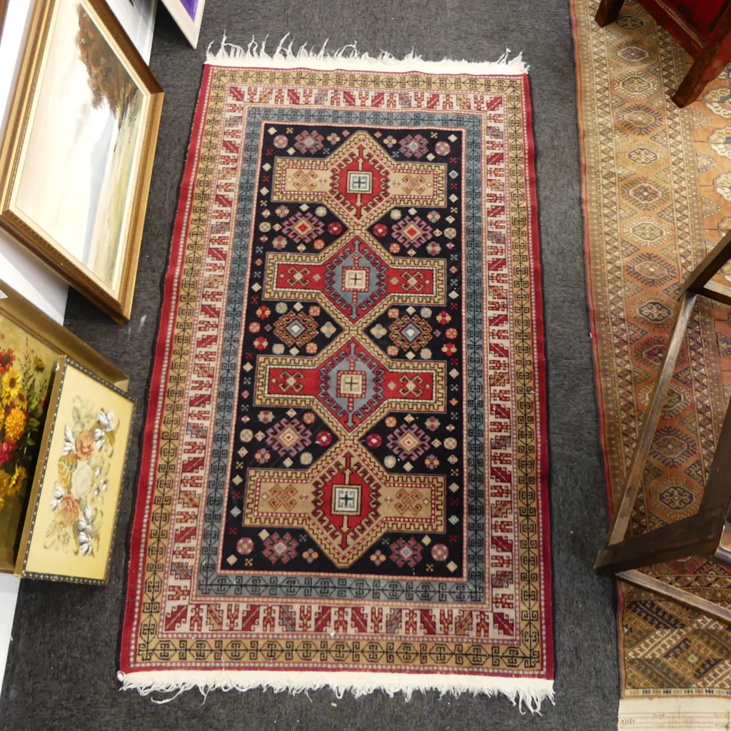 SMALL PERSIAN RUG RED & BLUE COLOURWAY L1730MM  W960MM Image 1++