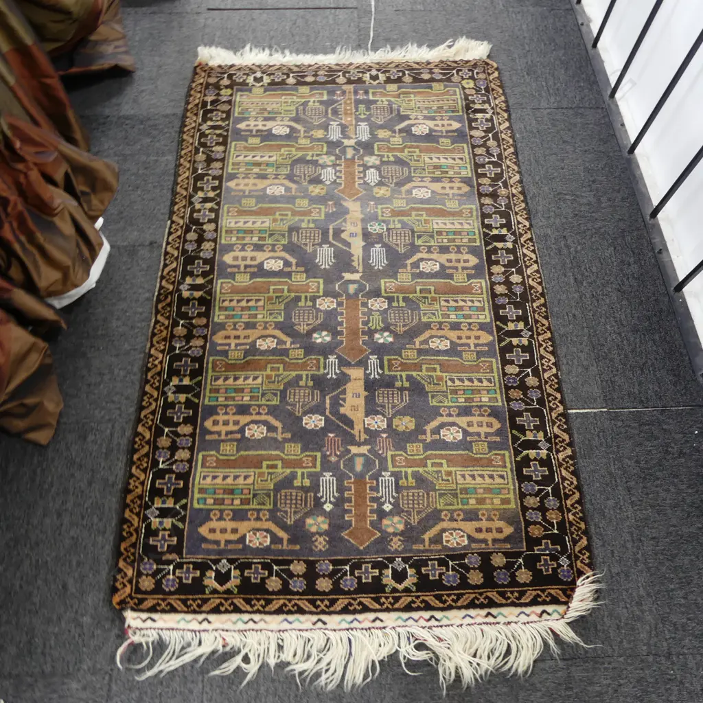 AFGHAN HAND KNOTTED ALL WOOL RUG HELICOPTER DESIGN 1630x950mm Image 1++