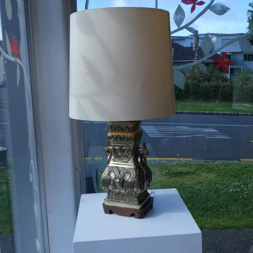PR CHINESE ARCHAIC STYLE SOLID BRASS TABLE LAMPS H.860mm Image 1++