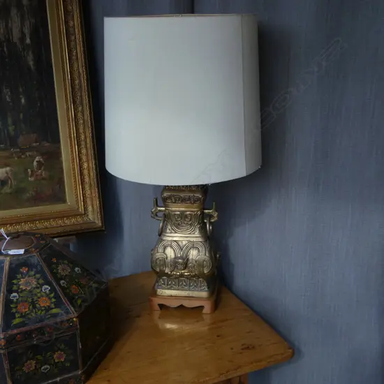 PR CHINESE ARCHAIC STYLE SOLID BRASS TABLE LAMPS H.860mm