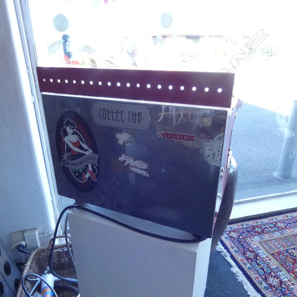 ITALIAN SAN REMO COFFEE MACHINE + ACCESSORIES, ex Epsom Badminton Club, 600 x 500 x 525mm Image 1++