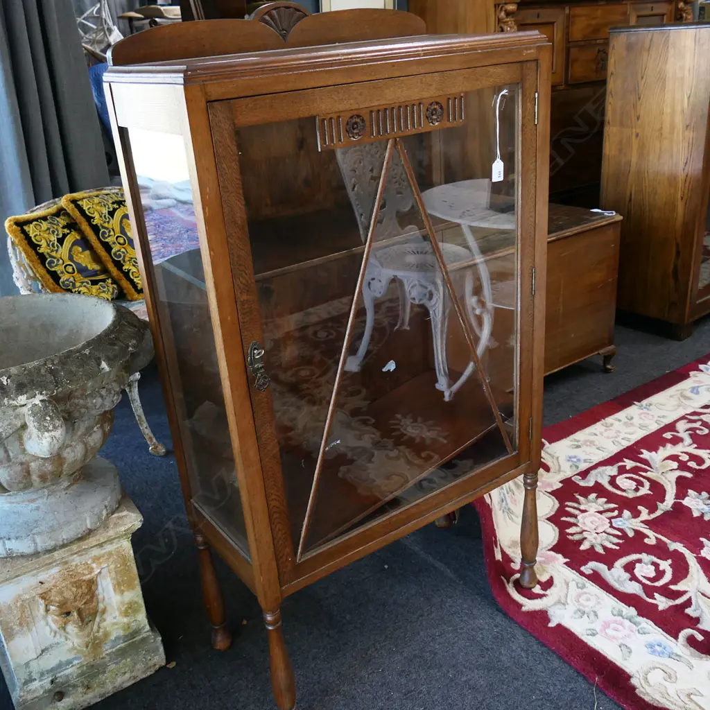 OAK GLAZED DISPLAY CABINET 660x325x1240mm Image 1++