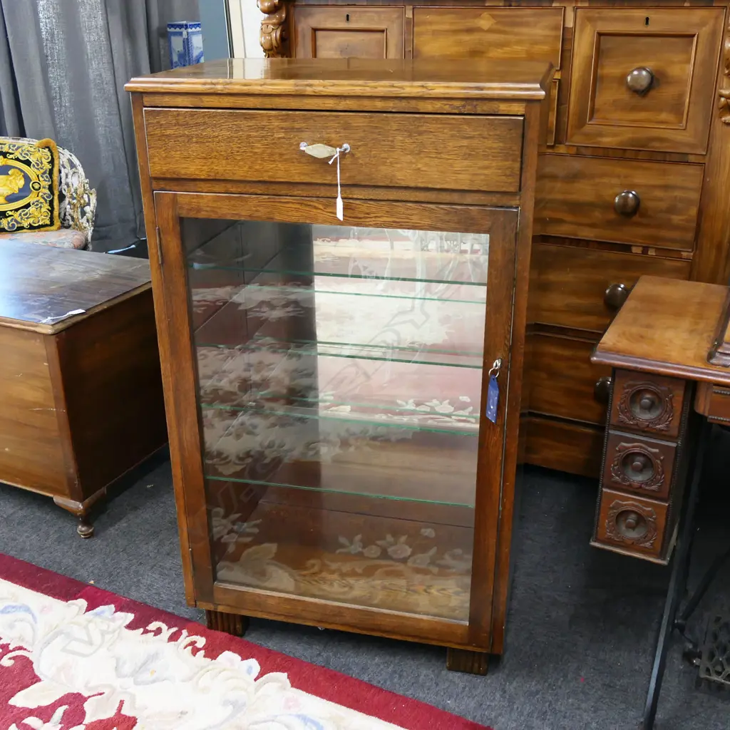 OAK GLAZED CABINET 675x410x1145mm Image 1++
