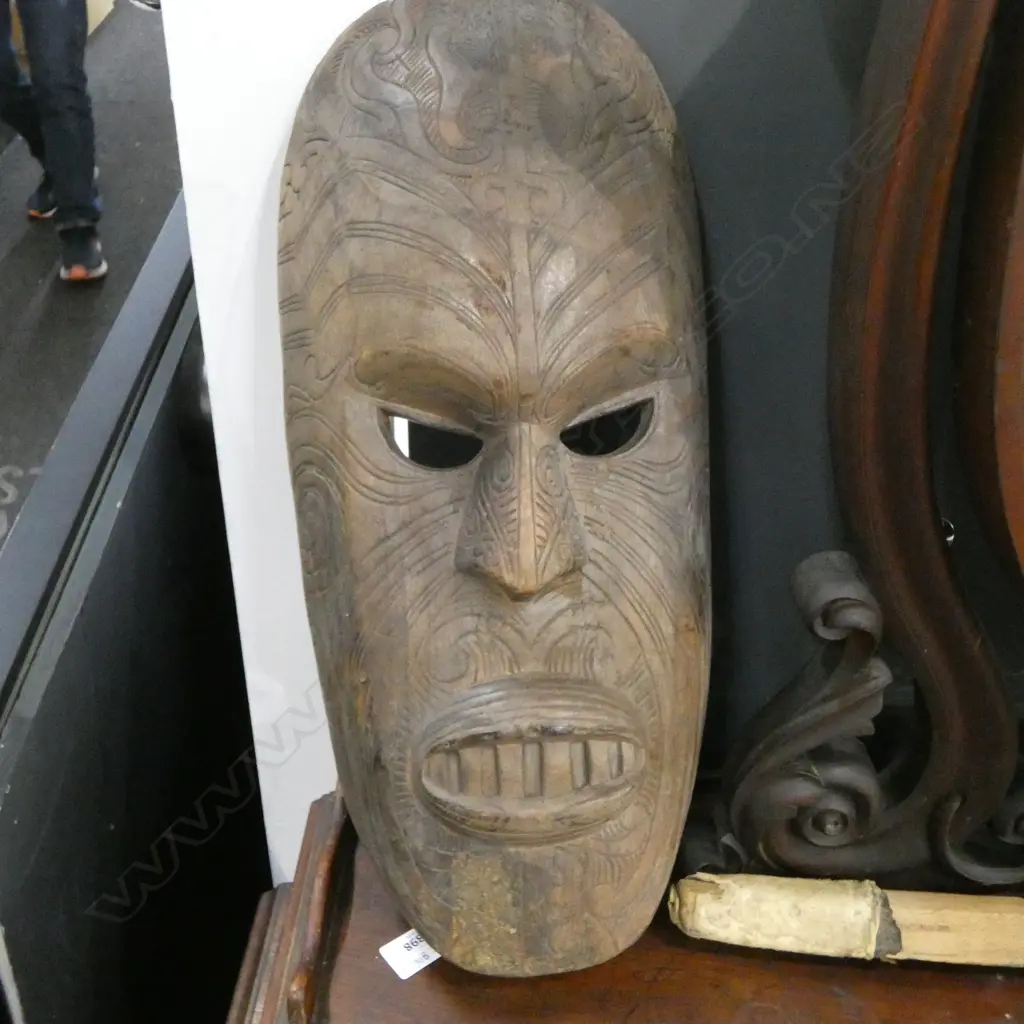 CARVED WOODEN MAORI MASK H.510mm Image 1++