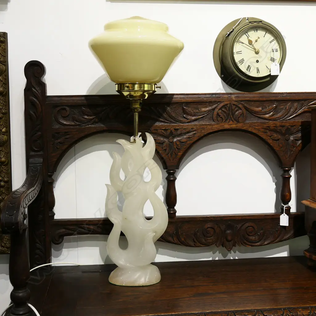 VINTAGE MAURIZIO TEMPESTINI 'LA FLAMMA' ALABASTER TABLE LAMP H.690mm Image 1++