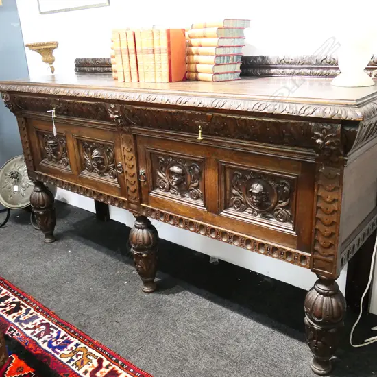 EARLY 20thC CHARLES II STYLE SIDEBOARD 1860x530x960mm (backboard loose)