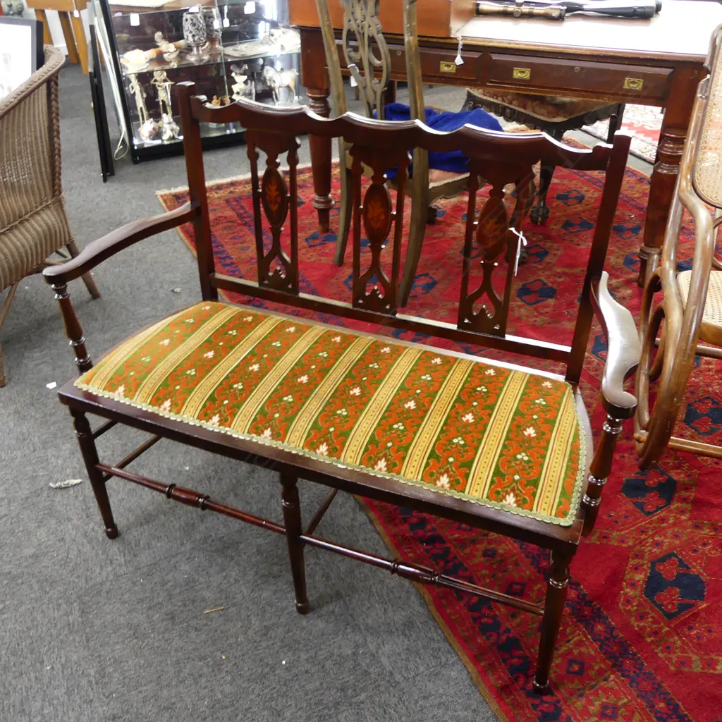 EDWARDIAN MAHOGANNY INLAID SOFA W.1060mm Image 1++