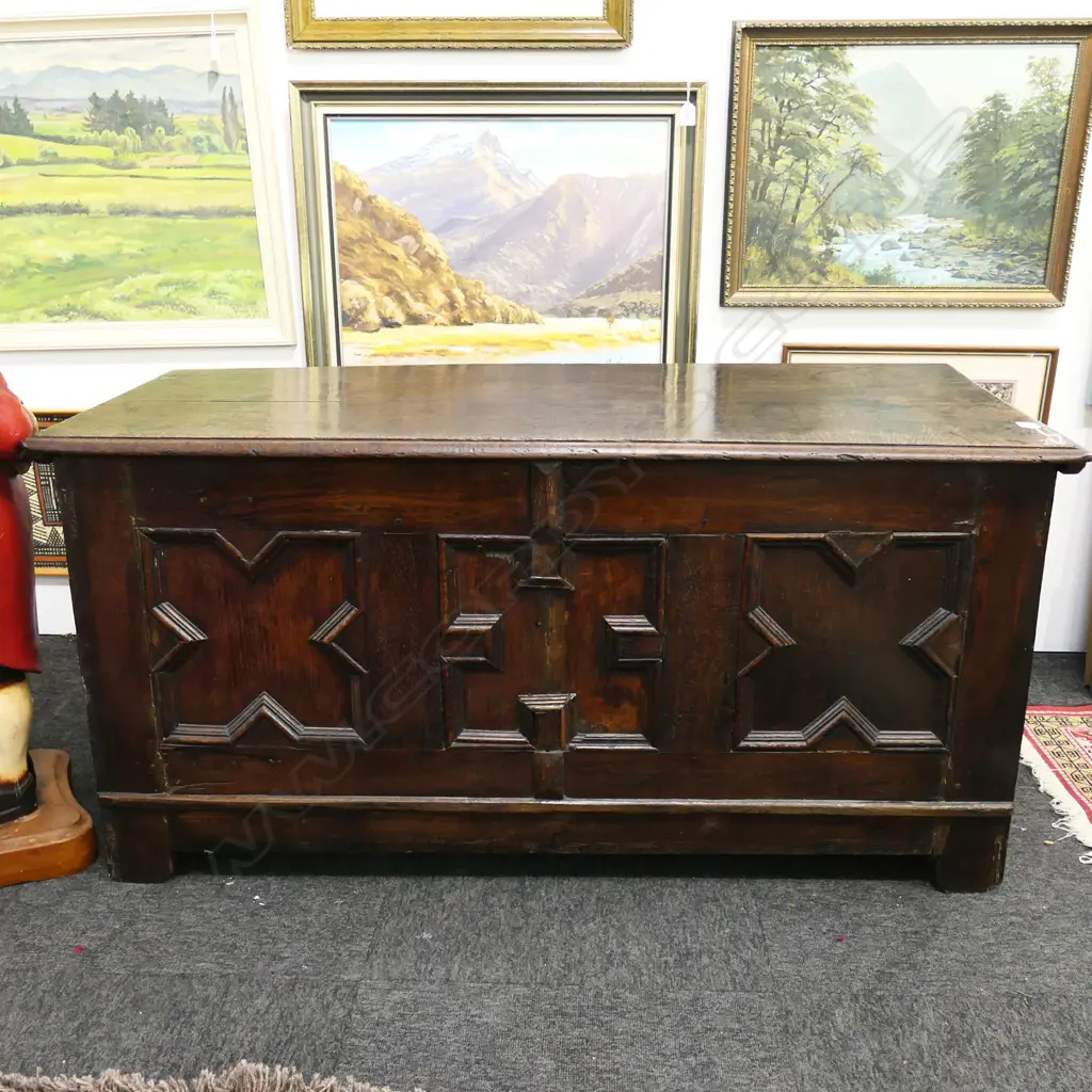 GEORGE III c.1820 OAK COFFER, 1280 x 540 x 630mm Image 1++