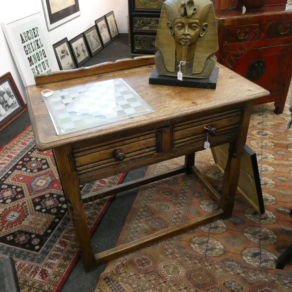 OAK TWO-DRAWER SERVING TABLE, 910 x 500 x 800mm Image 1++