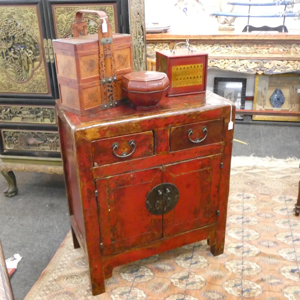 CHINESE LACQUERED CABINET 705x400x820mm (PURCHASE RECIEPT STATES c.1820) Image 1++