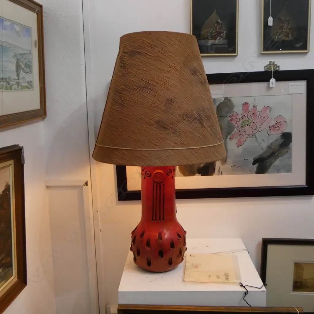 TABLE LAMP; RED STUDIO POTTERY BASE H.860mm Image 1++