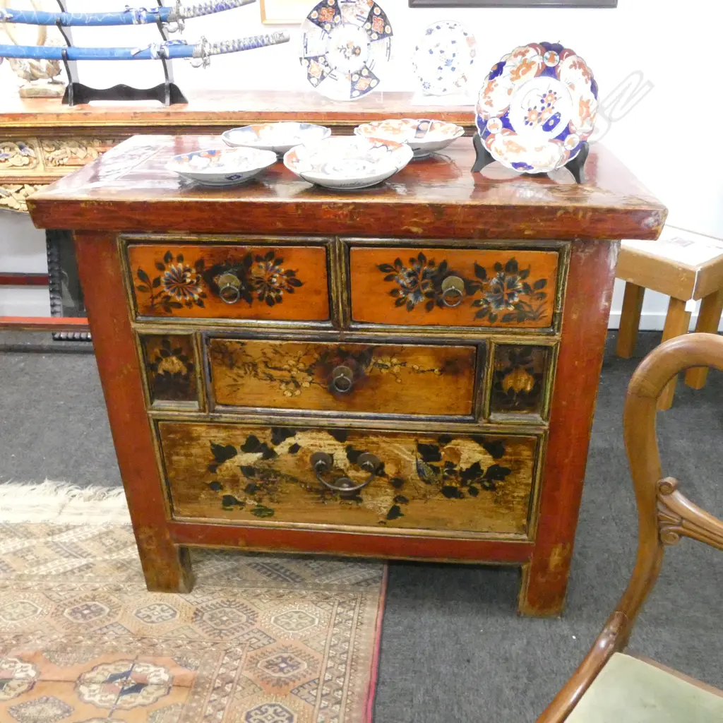 OLD CHINESE LACQUERED CABINET 120x500x910mm with original receipt from Copenhagen Image 1++