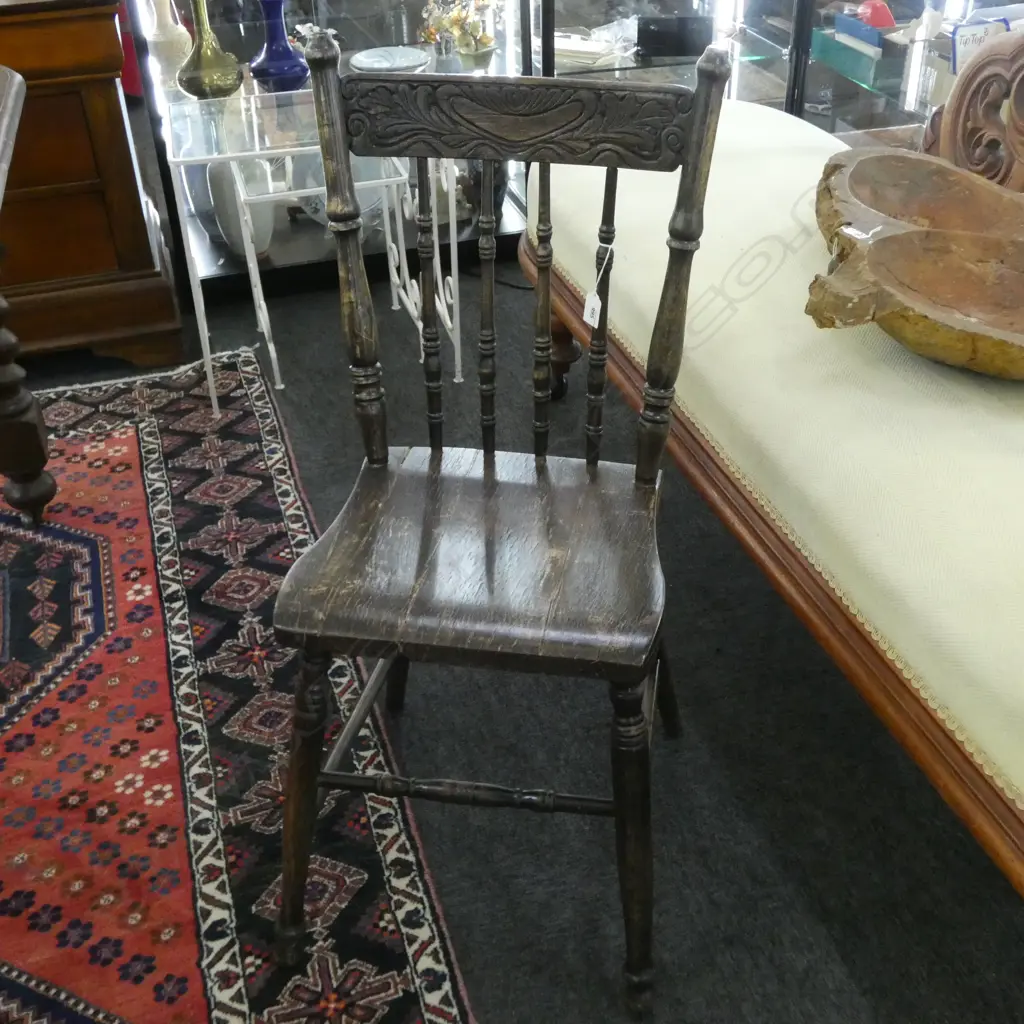 ANTIQUE OAK STICK BACK CHAIR  Image 1++