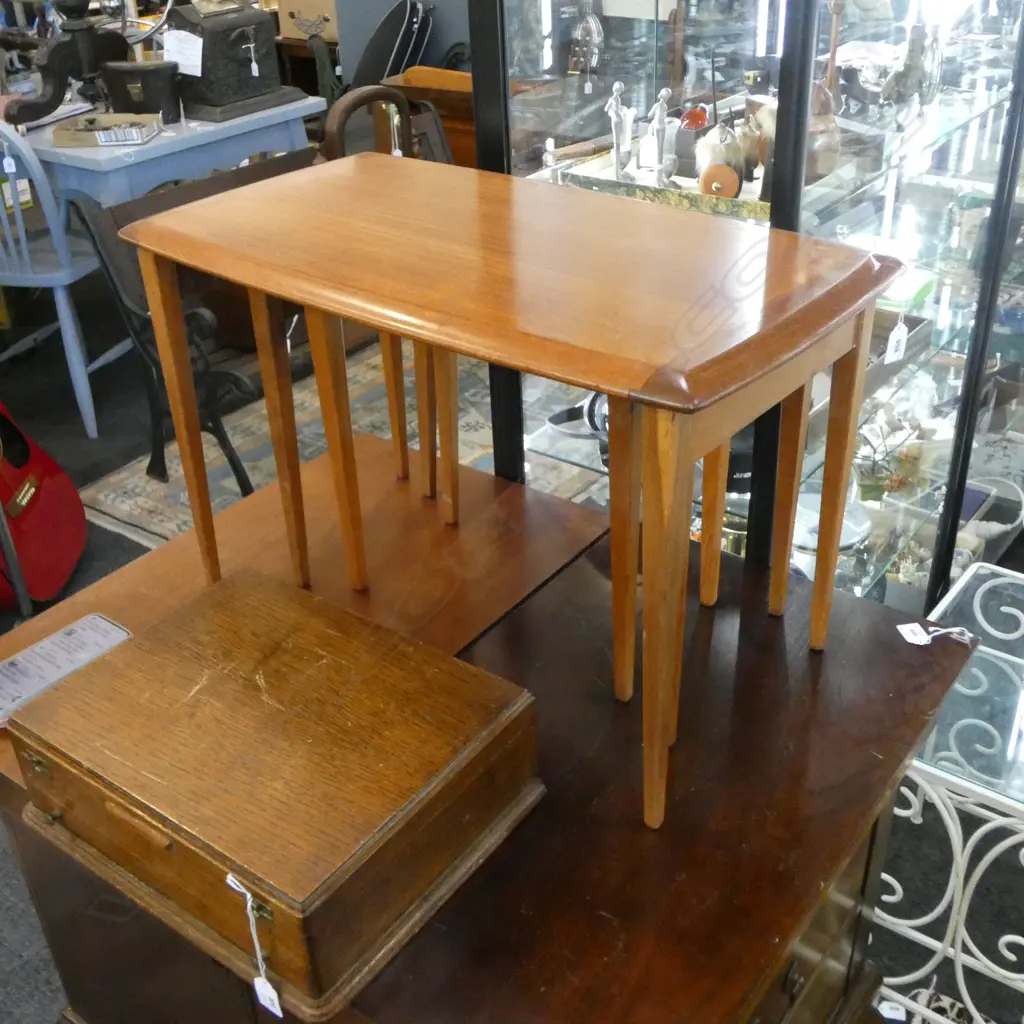 3 RETRO MAHOGANY NESTING TABLES 690x380x430mm Image 1++