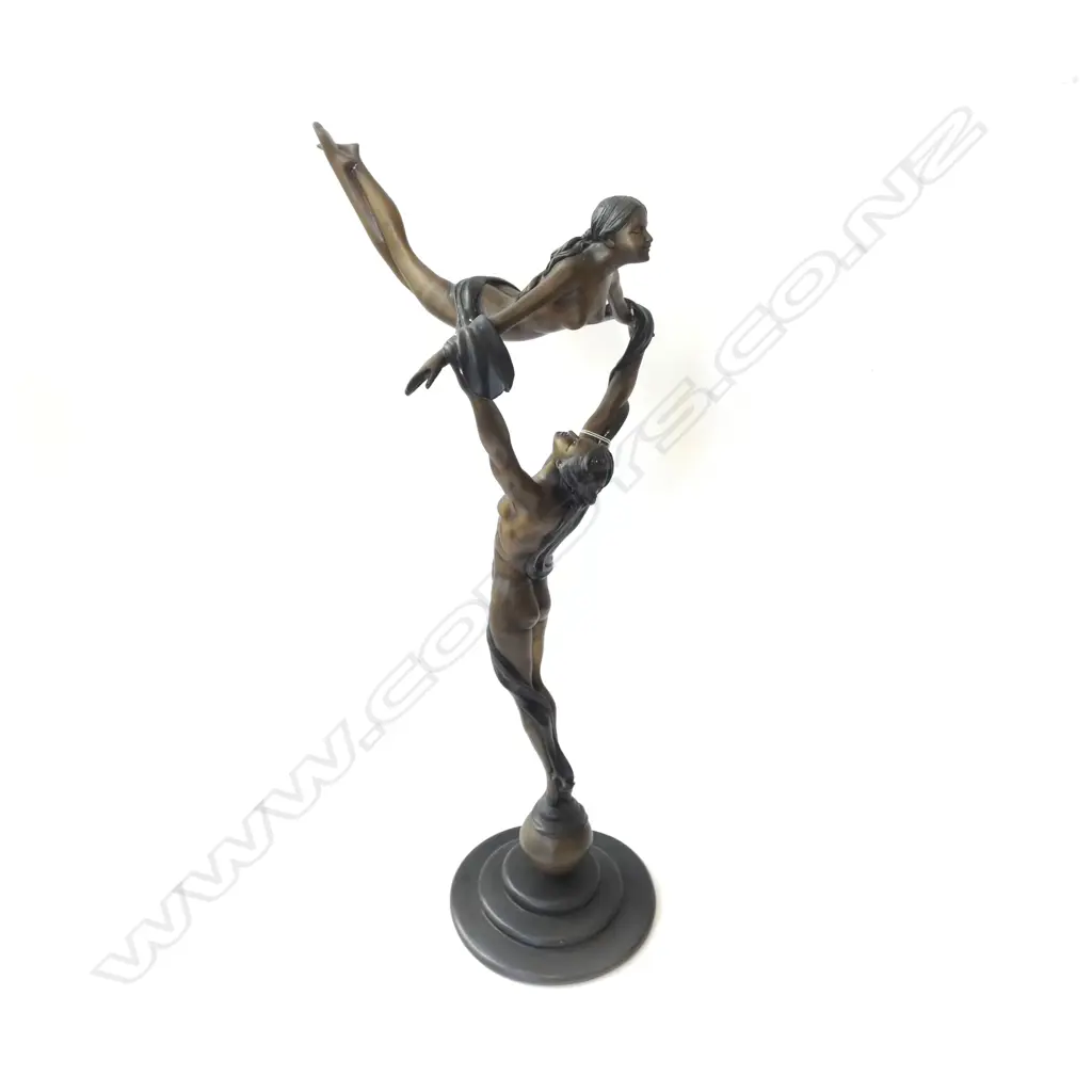 BRONZED FIGURINE; 2 FIGURES H.755mm Image 1++