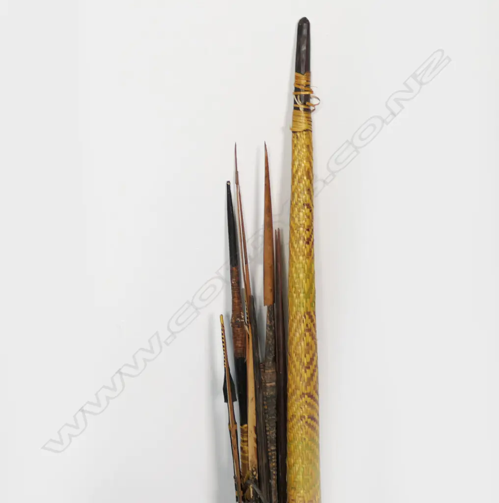 MELANESIAN TRIBAL HUNTING BOW L.1540mm & 10 ARROWS Image 1++