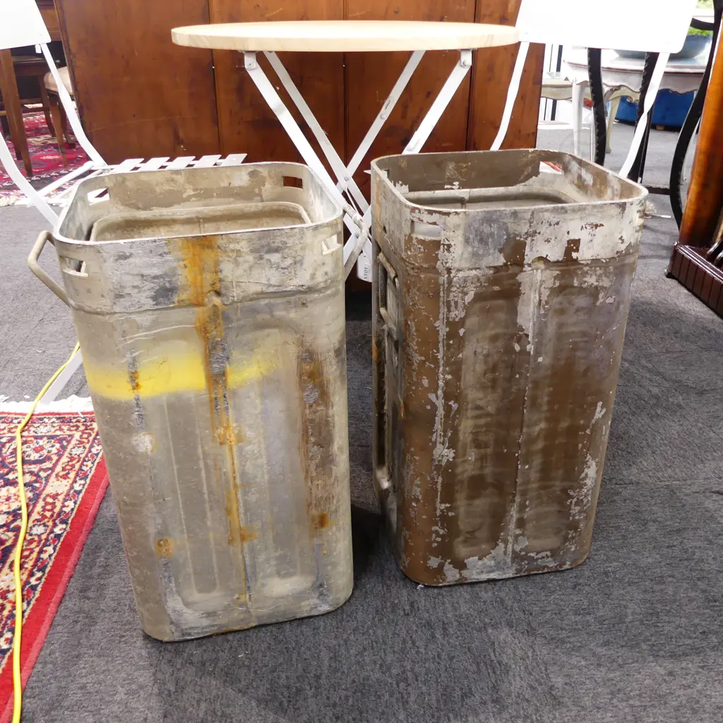 2 VINTAGE METAL CONTAINERS 300x300x560mm ex British Army... Image 1++