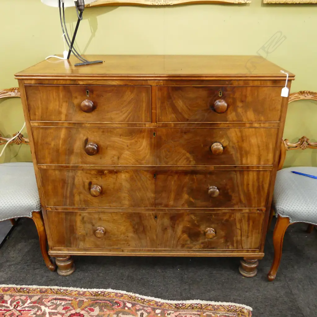 c1835 WILLIAM IV FLAME MAHOGANY CHEST OF DRAWERS 1080 x 510 x 1050mm Image 1++