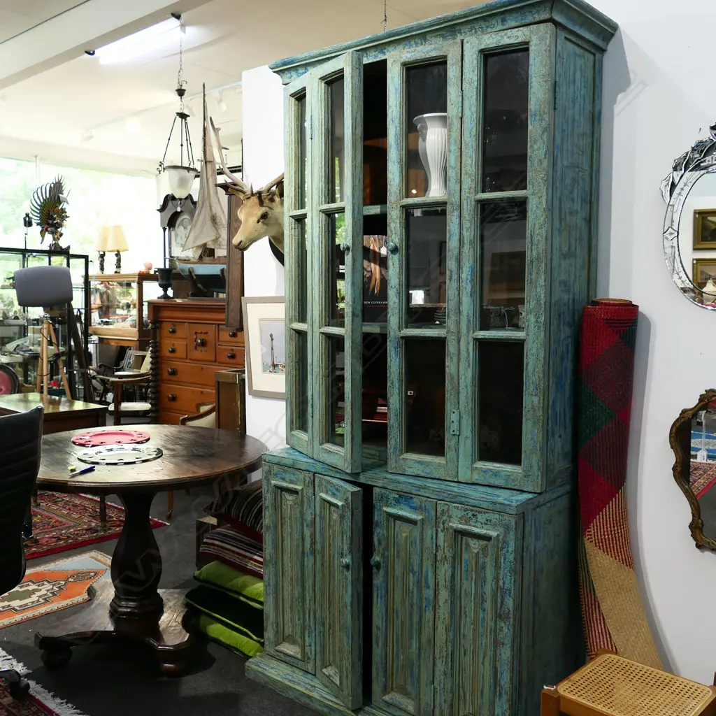 DISTRESSED GLAZED FRENCH COUNTRY CABINET1130x500x2255mm Image 1++