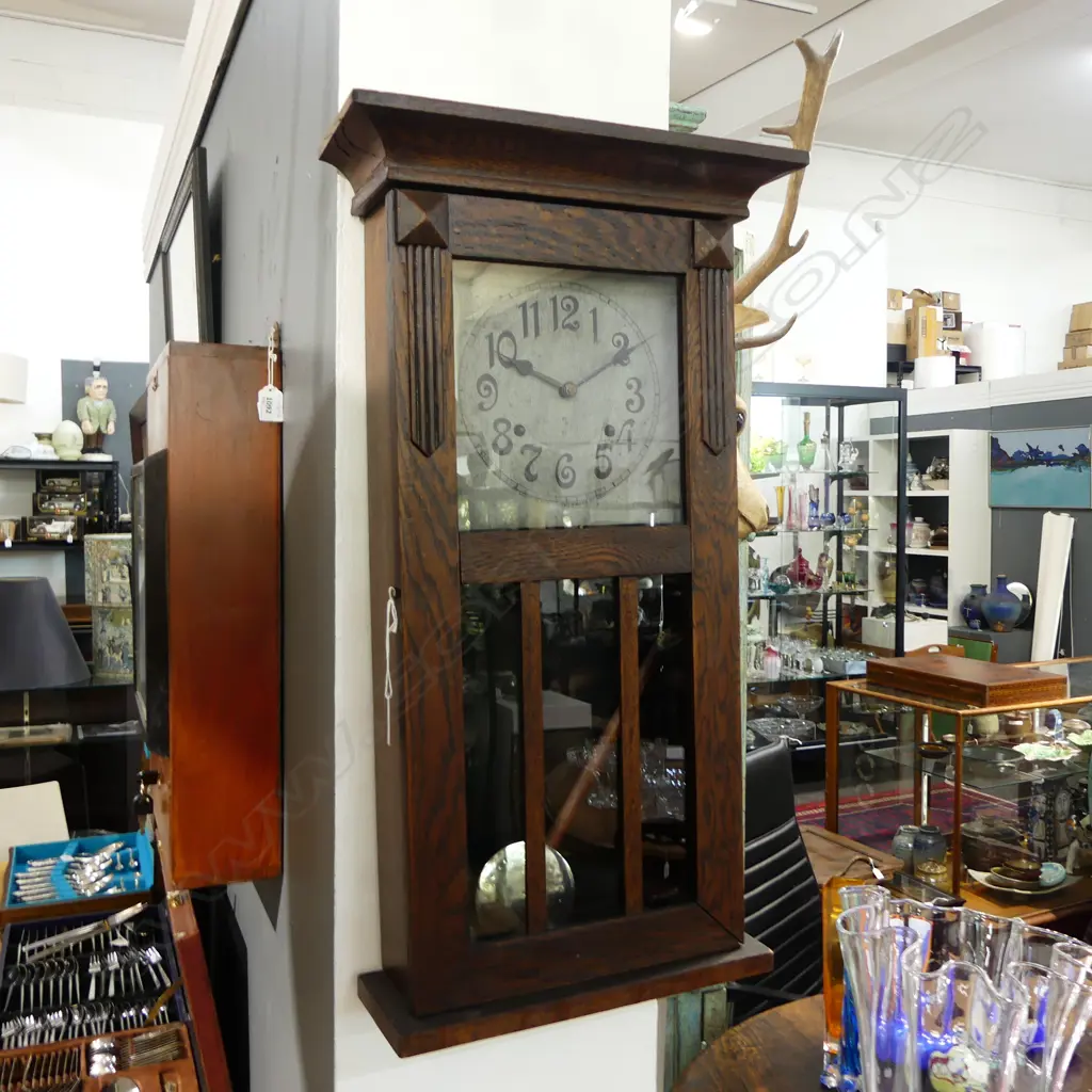 VINTAGE AMERICAN PENDULUM WALL CLOCK [WORKING] H680MM +/- Image 1++