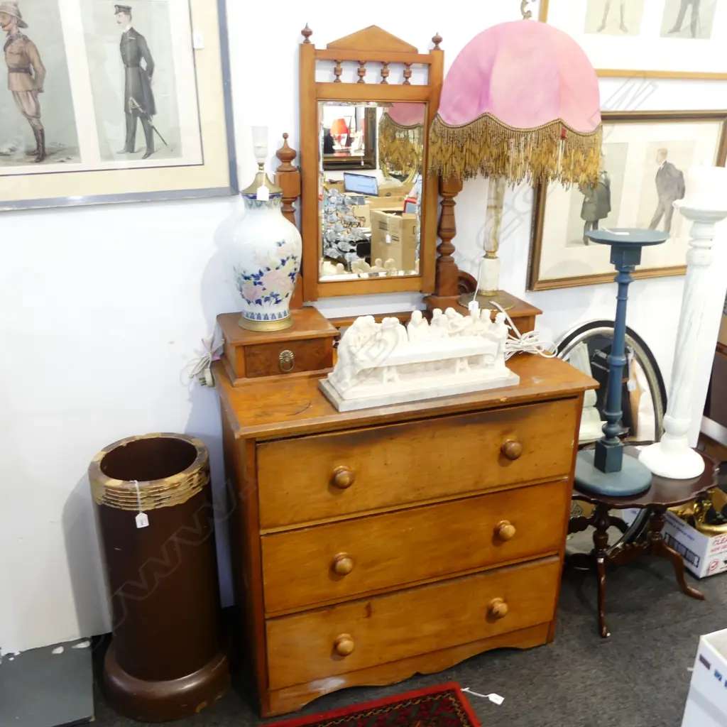 MIRROR BACK DRESSER 900x470x1660mm (TOP MARKED, NEEDS RESTORATIPN WORK) Image 1++