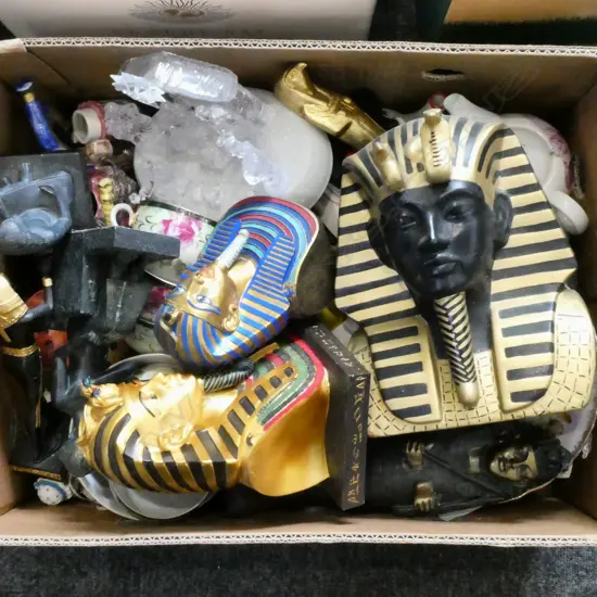 ASST. CHINA, RESIN EGYPTIAN PHARAOH BUSTS ETC